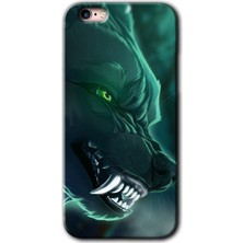 Gramaphone Apple iPhone 6s Plus Kılıf Hd Desen Baskılı Arka Kapak + Kırılmaz Cam - Yeşil Kurt