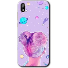 Gramaphone Huawei Y5 2019 Kılıf Hd Desen Baskılı Arka Kapak + Kırılmaz Cam - Uzaylı Kız