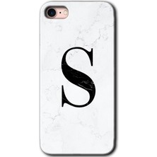 Gramaphone Apple iPhone 8 Kılıf Hd Desen Baskılı Arka Kapak - Beyaz Mermer Desenli S Harfi