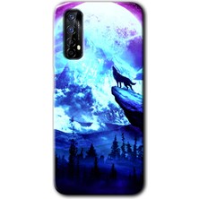 Gramaphone Realme 7 Kılıf Hd Desen Baskılı Arka Kapak + Esnek Nano Cam - Mega Kurt