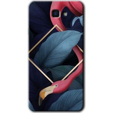 Gramaphone Galaxy J7 Prime 2 Kılıf Hd Desen Baskılı Arka Kapak + Kırılmaz Cam - Flamingo Yaprak