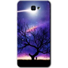 Gramaphone Galaxy J7 Prime 2 Kılıf Hd Desen Baskılı Arka Kapak + Kırılmaz Cam - Uzay Silüet