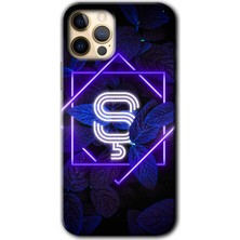 Gramaphone Apple iPhone 12 Pro Max Kılıf Hd Desen Baskılı Arka Kapak - Dark Neon Yaprak Ş Harfi
