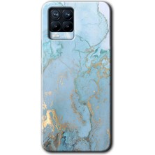 Gramaphone Realme 8 Pro Kılıf Hd Desen Baskılı Arka Kapak - Mavi Gold Mermer