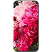 Gramaphone Apple iPhone 8 Kılıf Hd Desen Baskılı Arka Kapak + Esnek Nano Cam - Kırmızı Beyaz Gül