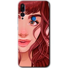 Gramaphone Huawei P Smart Z Kılıf Hd Desen Baskılı Arka Kapak + Kırılmaz Cam - Kızıl Kız