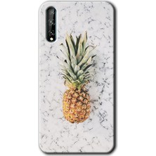 Gramaphone Huawei P Smart S Kılıf Hd Desen Baskılı Arka Kapak + Kırılmaz Cam - Ananas