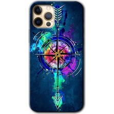 Gramaphone Apple iPhone 12 Pro Max Kılıf Hd Desen Baskılı Arka Kapak + Kırılmaz Cam - Gizemli Pusula