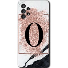 Gramaphone Galaxy A53 Kılıf Hd Desen Baskılı Arka Kapak + Kırılmaz Cam - Pembe Mermer Desenli O Harfi