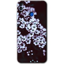 Gramaphone Honor 8x Kılıf Hd Desen Baskılı Arka Kapak + Esnek Nano Cam - Beyaz Çiçek