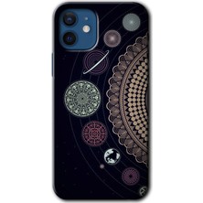 Gramaphone Apple iPhone 12 Mini Kılıf Hd Desen Baskılı Arka Kapak + Kırılmaz Cam - Gezegen Döngüsü