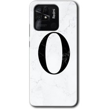 Gramaphone Redmi 10C Kılıf Hd Desen Baskılı Arka Kapak - Beyaz Mermer Desenli O Harfi