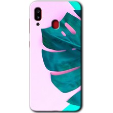 Gramaphone Galaxy A20 Kılıf Hd Desen Baskılı Arka Kapak + Esnek Nano Cam - 3D Yaprak