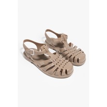 Nişantaşı Shoes Anderline Bej Mat Kemer Detay Kadın Sandalet