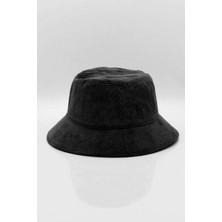 Kadife Bucket Şapka-Siyah