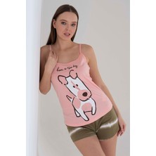 Vienetta Pamuklu Kadın Ip Askılı Şortlu Pijama Takım