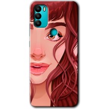 Gramaphone General Mobile Gm 21 Plus Kılıf Hd Desen Baskılı Arka Kapak + Esnek Nano Cam - Kızıl Kız