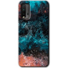 Gramaphone Poco M3 Kılıf Hd Desen Baskılı Arka Kapak + Kırılmaz Cam - Liquid Colorfull