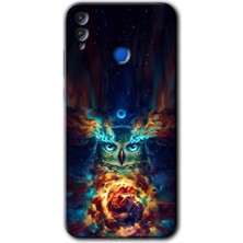 Gramaphone Honor 8x Kılıf Hd Desen Baskılı Arka Kapak + Kırılmaz Cam - Ballı Baykuş