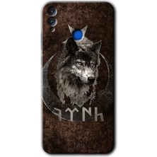 Gramaphone Honor 8x Kılıf Hd Desen Baskılı Arka Kapak + Kırılmaz Cam - Bozkurt Göktürk