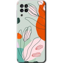 Gramaphone Galaxy A22 Kılıf Hd Desen Baskılı Arka Kapak + Esnek Nano Cam - Vektör Çiçekler