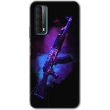 Gramaphone Huawei P Smart 2021 Kılıf Hd Desen Baskılı Arka Kapak + Kırılmaz Cam - Ak