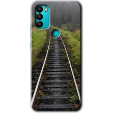 Gramaphone General Mobile Gm 21 Plus Kılıf Hd Desen Baskılı Arka Kapak + Esnek Nano Cam - Tren Yolu