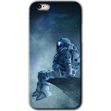 iPhone 6s Kılıf Hd Desen Baskılı Arka Kapak + Kırılmaz Cam - Astronot Yalnızlığı