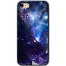 Gramaphone iPhone 8 Kılıf Hd Desen Baskılı Arka Kapak + Esnek Nano Cam - Galaksi