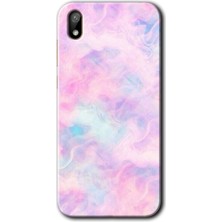 Huawei Y5 2019 Kılıf Hd Desen Baskılı Arka Kapak + Esnek Nano Cam - Pembe-Duman