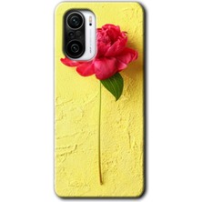 Redmi K40 Kılıf Hd Desen Baskılı Arka Kapak + Esnek Nano Cam - Kırmızı Gül