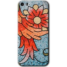 iPhone 5 Kılıf Hd Desen Baskılı Arka Kapak + Kırılmaz Cam - Mozaik Çiçek