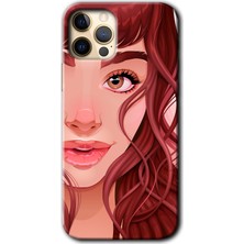 iPhone 12 Pro Max Kılıf Hd Desen Baskılı Arka Kapak + Kırılmaz Cam - Kızıl Kız