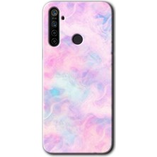 Realme 6i Kılıf Hd Desen Baskılı Arka Kapak + Kırılmaz Cam - Pembe-Duman