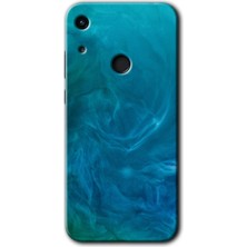 Huawei Y6S 2019 Kılıf Hd Desen Baskılı Arka Kapak + Kırılmaz Cam - Mavi Aura