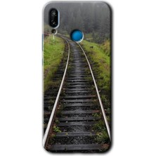 Huawei P20 Lite Kılıf Hd Desen Baskılı Arka Kapak + Esnek Nano Cam - Tren Yolu