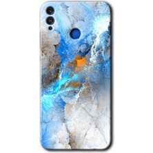 Honor 8x Kılıf Hd Desen Baskılı Arka Kapak + Esnek Nano Cam - Mavi Buzul