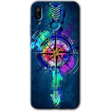 Huawei P20 Lite Kılıf Hd Desen Baskılı Arka Kapak + Esnek Nano Cam - Gizemli Pusula