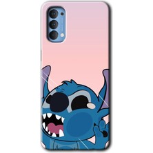 Oppo Reno 4 Kılıf Hd Desen Baskılı Arka Kapak + Esnek Nano Cam - Stitch