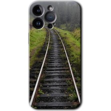 iPhone 14 Pro Max Kılıf Hd Desen Baskılı Arka Kapak + Esnek Nano Cam - Tren Yolu