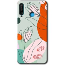 Huawei P30 Lite Kılıf Hd Desen Baskılı Arka Kapak - Vektör Çiçekler