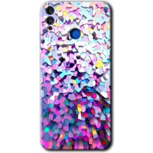 Honor 8x Kılıf Hd Desen Baskılı Arka Kapak + Kırılmaz Cam - Mosaic Fragments Colorfull