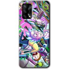 Oppo A74 Kılıf Hd Desen Baskılı Arka Kapak + Esnek Nano Cam - Graffiti Çizgi Film