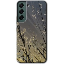 Gramaphone Galaxy S22 Kılıf Hd Desen Baskılı Arka Kapak + Esnek Nano Cam - Branches Flowers