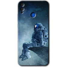 Honor 8x Kılıf Hd Desen Baskılı Arka Kapak + Kırılmaz Cam - Astronot Yalnızlığı