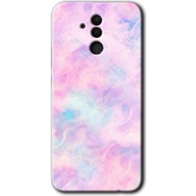 Huawei Mate 20 Lite Kılıf Hd Desen Baskılı Arka Kapak + Kırılmaz Cam - Pembe-Duman