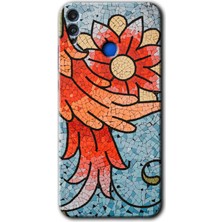 Honor 8c Kılıf Hd Desen Baskılı Arka Kapak + Kırılmaz Cam - Mozaik Çiçek