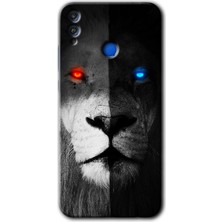 Gramaphone Honor 8x Kılıf Hd Desen Baskılı Arka Kapak + Kırılmaz Cam - Fire And Ice Lion