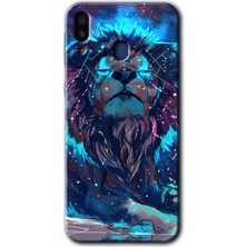 Galaxy M10 Kılıf Hd Desen Baskılı Arka Kapak - Neon Aslan