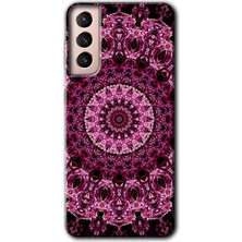 Galaxy S21 Plus Kılıf Hd Desen Baskılı Arka Kapak + Esnek Nano Cam - Mandala Patterns Kaleidoscope